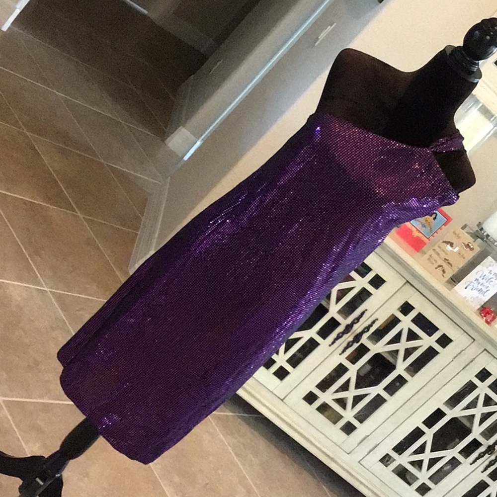 St. John black/purple metallic  squares evening dress, black/purple, size 4